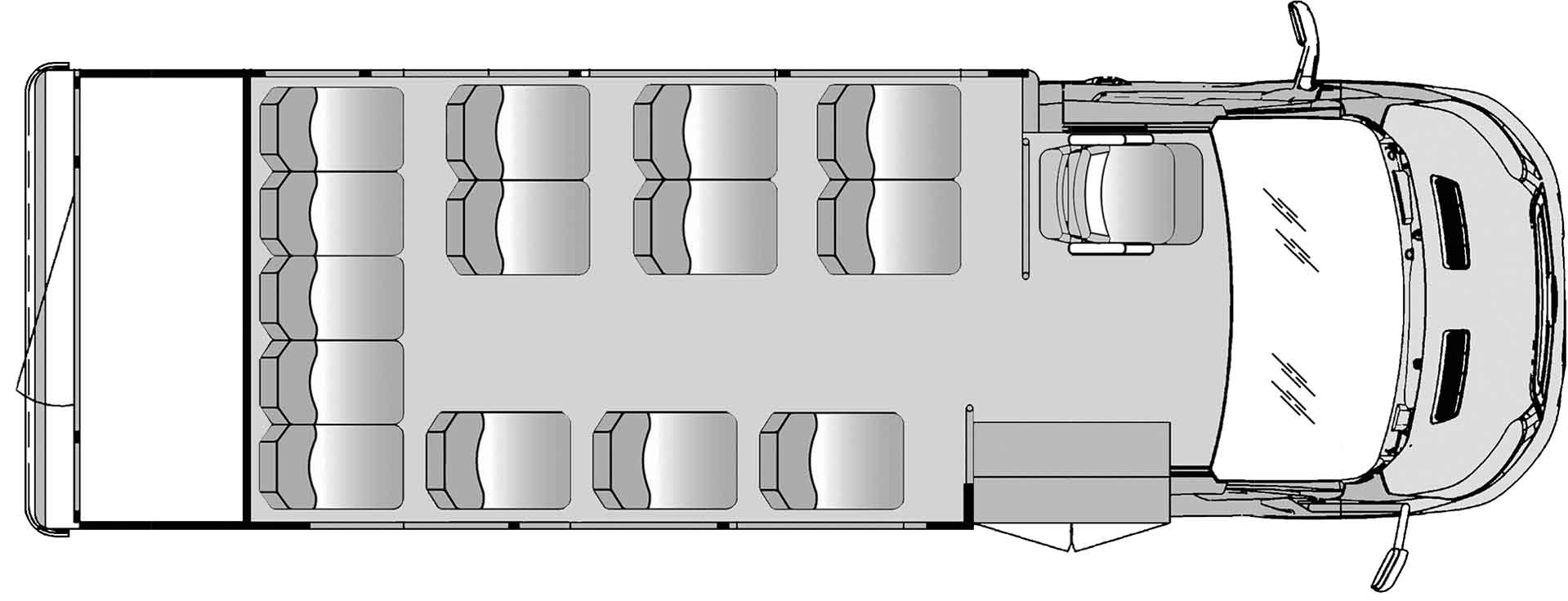 14 Passenger With Rear Luggage Plus Driver Floorplan Image